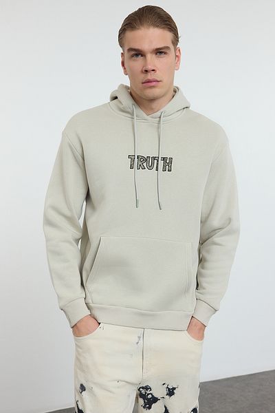 Trendyol Collection Φούτερ Fleece με Κεντητό Υπερμεγέθη με κουκούλα - TMNAW25sw00079