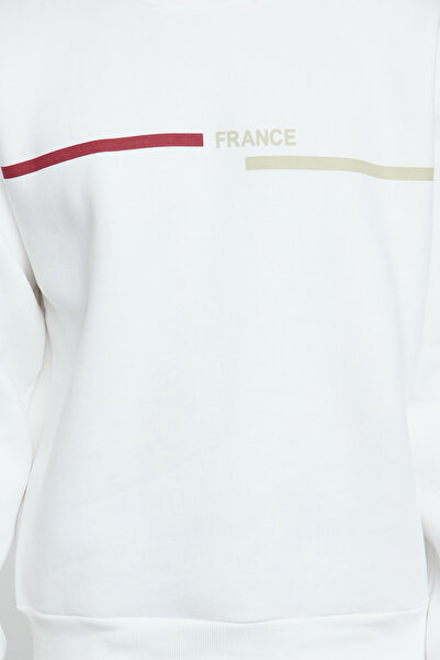 Trendyol Collection Polar Ecru Oversize mikina s potiskem - Tmnaw25Sw00187