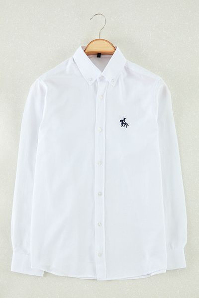 Trendyol Collection Weißes, reguläres Oxford-Smart-Hemd mit Stickerei-Detail TMNAW25GO00036