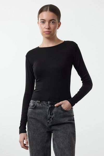 Trendyol Collection Black-Burgundy Viscose Crop Blouse Bundle - Twoaw25Bz00061