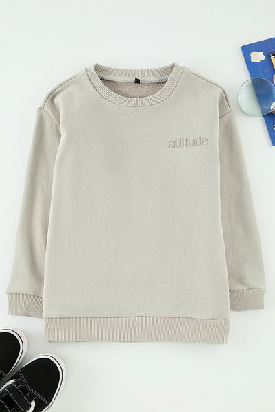 TRENDYOLKIDS Φούτερ Boy's Grey Mini Me - Ο μπαμπάς και ο γιος με στάμπα TKDAW25SW00101