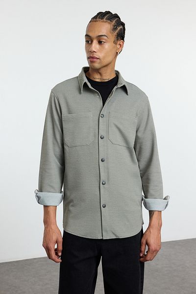 Trendyol Collection Χειμερινό μπουφάν με πλεκτή υφή κανονικής εφαρμογής σε χακί χρώμα - TMNAW25GO00016