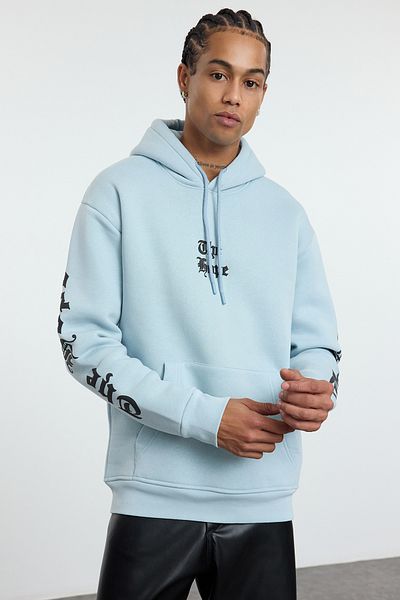 Trendyol Collection Ledově modrá mikina s kapucí – Regular Fit Tmnaw25sw00188