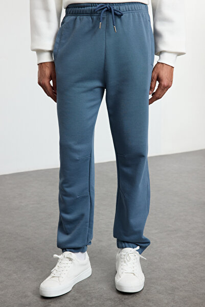 Trendyol Collection Indigo Oversize/Široký střih Tepláky z látkové směsi TMNAW25EA00012