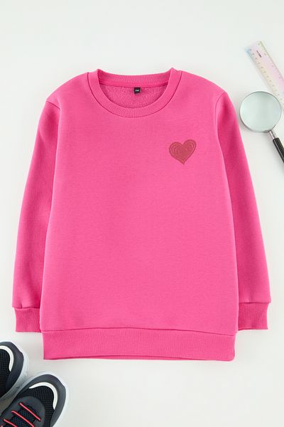 TRENDYOLKIDS Pink Girl's Back Printed Mini Sweatshirt - Tkdaw25Sw00053