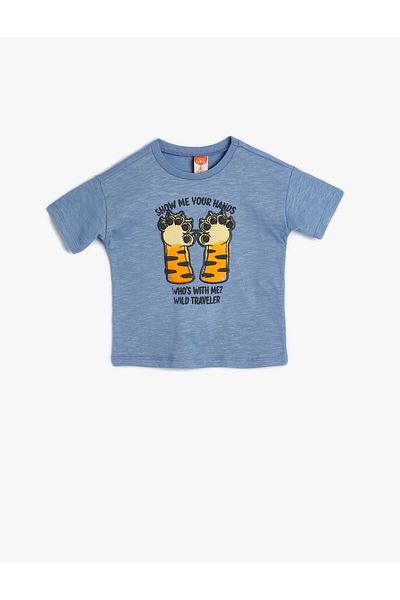 Koton Tricou din bumbac cu mânecă scurtă - Decolteu Crew, Imprimat