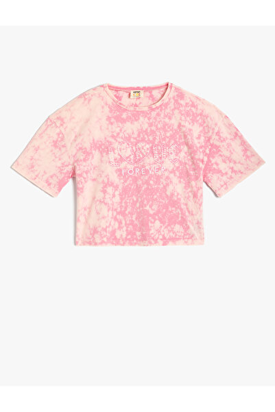 Koton Kurzärmliges T-Shirt aus Baumwolle – Batikmuster und Slogan-Print