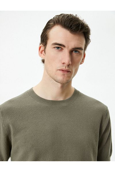 Koton Strickpullover Kurzarm Rundhals Baumwolle