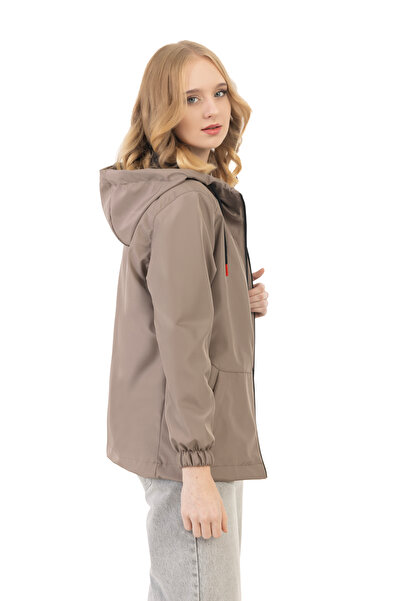 Montland Women's Mink Lined Waterproof and Wind Resistant Hooded Raincoat with Inner Pocket - Windbreaker