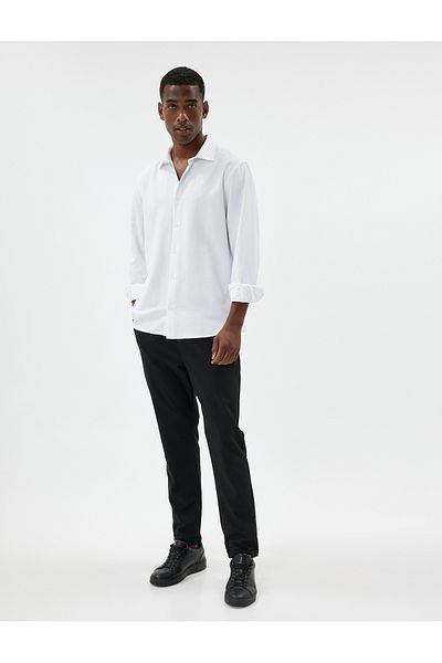 Koton Μακρυμάνικο πουκάμισο Basic Slim Fit, βαμβακερό μείγμα