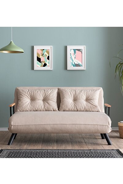 Pafu Sando İkili Keten Katlanır Yataklı Koltuk Koyu Krem