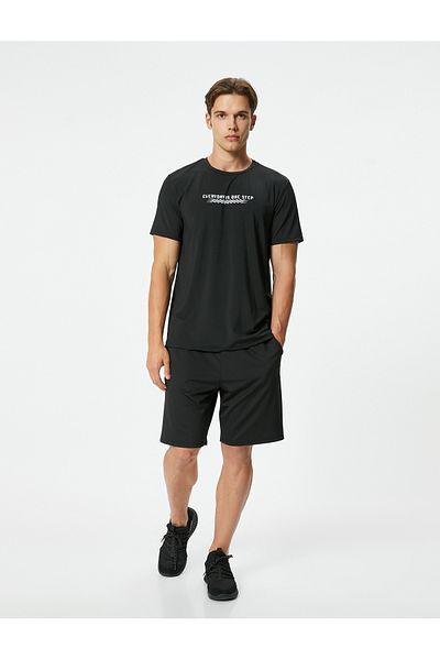Koton Crew Neck Short Sleeve Sports T-Shirt - Slogan Printed