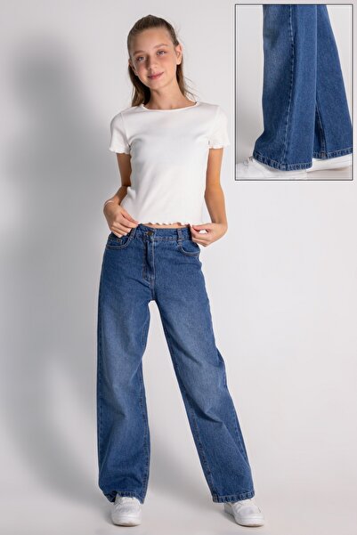 DMB BOYS & GIRLS 100% bumbac, talie reglabilă, cu picior lat, pantaloni de blugi pentru fete