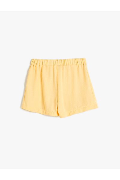 Koton Shorts mit elastischer Taille über dem Knie und Falten