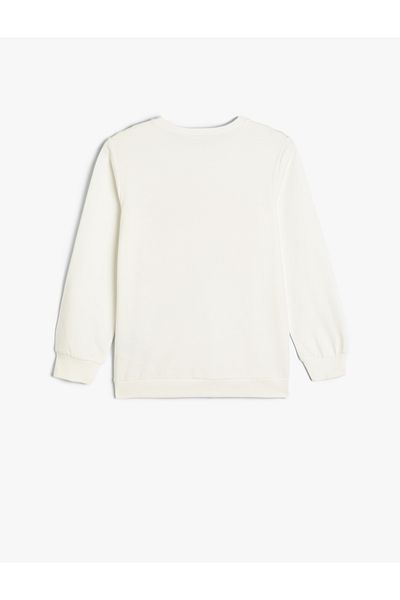 Koton California Printed Cotton Sweatshirt - Silvery, Long Sleeve, Crew Neck Raster