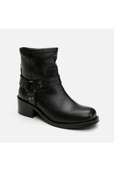 Hotiç Genuine Leather Black Women's Western Heeled Boots