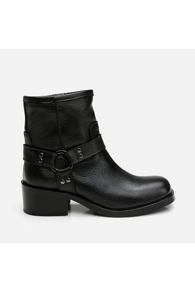 Hotiç Genuine Leather Black Women's Western Heeled Boots