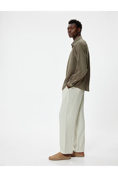 Koton Long Sleeve Linen Shirt - Classic Collar and Buttons