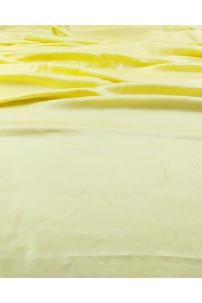 Kumaş Parça تابون فيسكوز ساتان ملون باللون الأصفر الليموني - (العرض 130 سم × ...