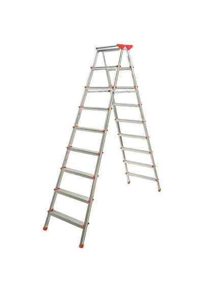 Demiriz Alüminyum Çift Çıkışlı 9 Basamaklı Merdiven (2 METRE) (ACCM.07)