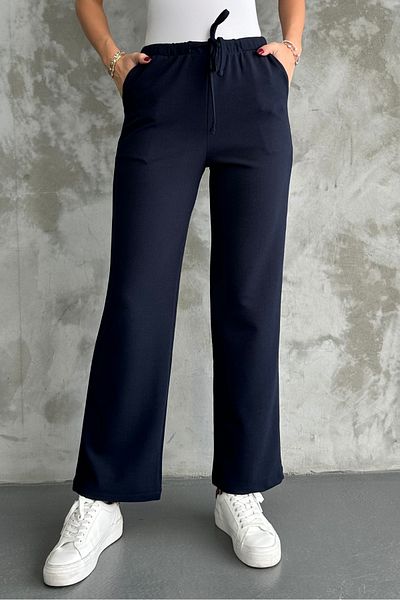 macharel jeans High Waist Pocket Women's Straight Fit Fabric Trousers