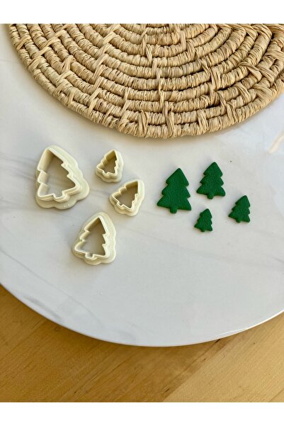New Year Pine Tree Form Polymer Clay / Ceramic Earring Mold- 25-20-15-12 mm (4 pcs)