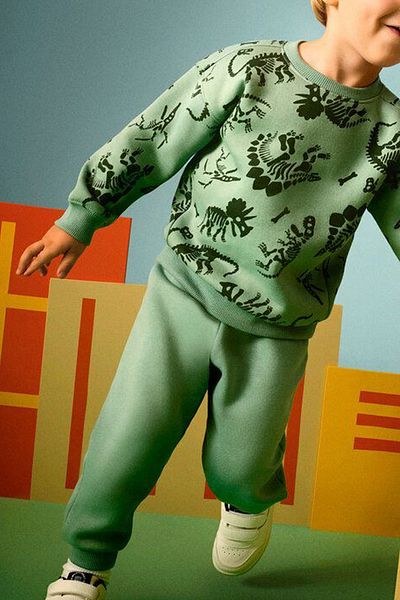 Monila Boy's Dinosaur Printed Sweatshirt and Sweatpants Cotton Bottom Top Set
