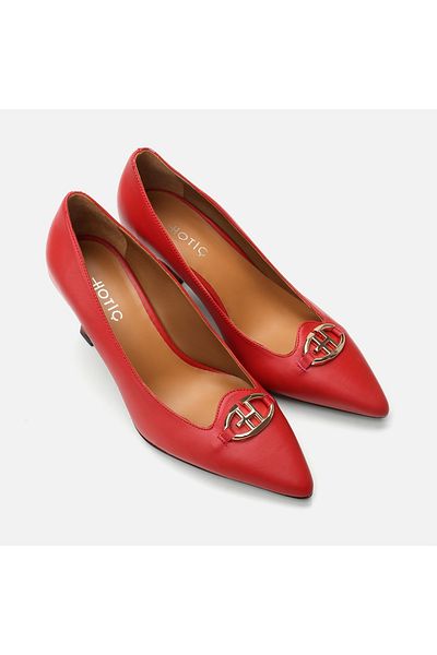 Hotiç Genuine Leather Red Women's Stiletto