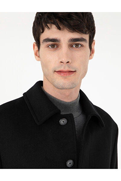 Pierre Cardin Siyah Slim Fit Kaşe Kaban 50291015-VR046