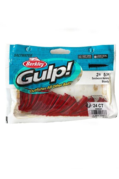 BERKLEY Gulp Saltwater Sandworm 5cm LRF Silikon Yem - Bloody