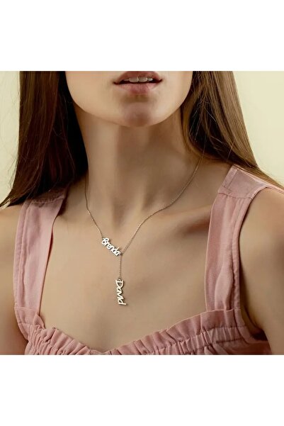 Satürn Silver Kuyumculuk 925 Ayar Gümüş Kişiye Özel Çift İsimli Kolye