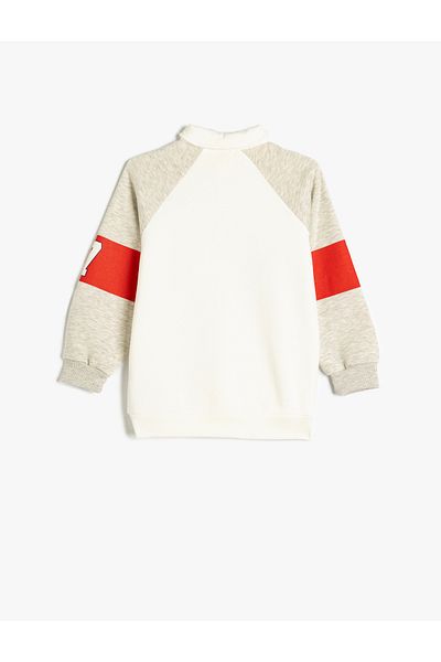 Koton College Themed Polo Collar Sweatshirt - Long Sleeve