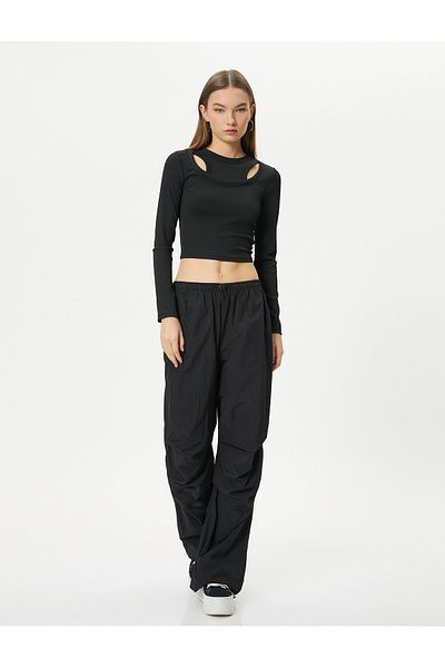 Koton Tricou cu guler dublu, cu mânecă lungă, cu nervuri