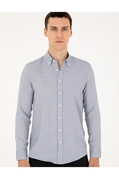 Pierre Cardin Lacivert Slim Fit Uzun Kollu Gömlek 50291042-VR033