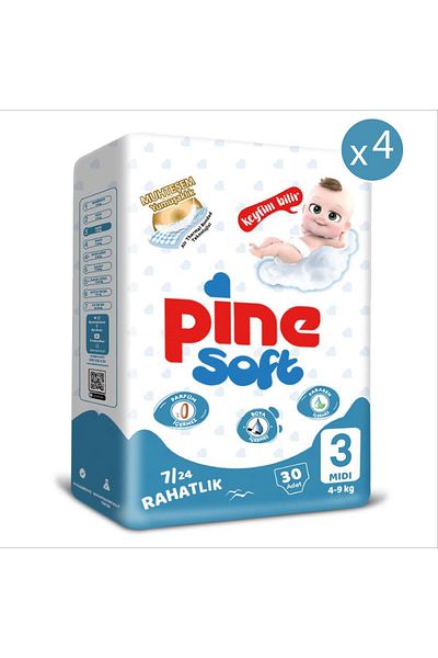 Pine Soft Midi Baby Diapers - 4X30