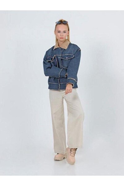 Zekids Φαρδιά κομμένο βελούδινο παιδικό τζιν παλτό