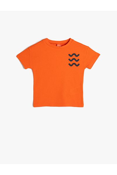 Koton T-Shirt Short Sleeve Print Detailed Cotton