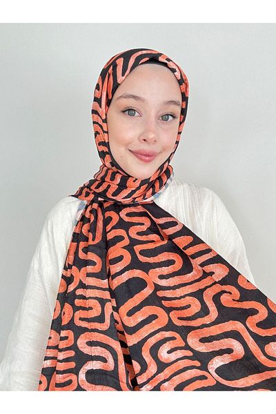Modakaşmir Şal de bambus strălucitor cu model de undă abstractă