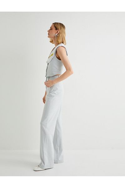 Koton Tuba Unusal - Hose mit Knöpfen und Gingham-Muster