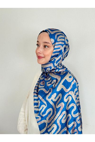 Modakaşmir شال من الخيزران اللامع بنمط مموج تجريدي