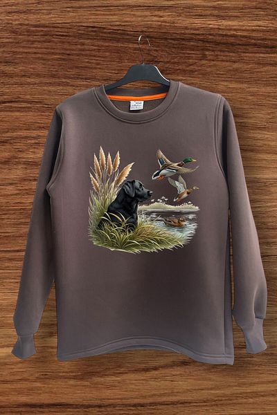 WİDİ Φούτερ Hunter Hunting Duck Setter με στάμπα κανονικής εφαρμογής 100% βαμβακερό φούτερ με λαιμόκοψη