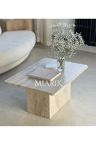 MIARIK DESIGN & DEKORASYON Traverten Dikdörtgen Ayak Orta Sehpa