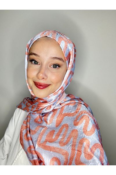 Modakaşmir Abstract Wave Pattern Shiny Bamboo Shawl
