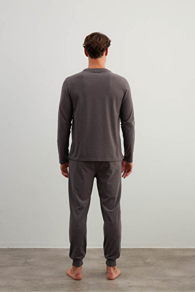 Syah Erkek Pamuklu Uzun Kollu Pijama Takımı