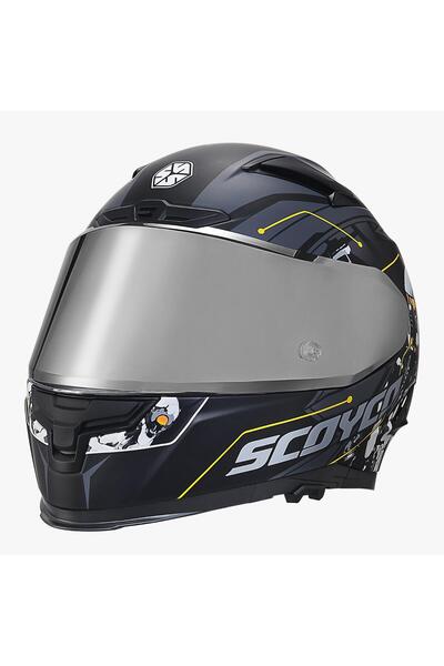 Scoyco FF-871 CYBER MAT SİYAH-GRİ GÜNEŞ VİZÖRLÜ KAPALI KASK (GRİ CAMLI)