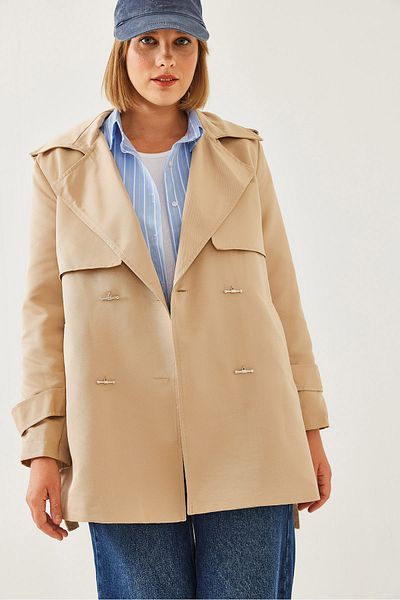 Bianco Lucci Дамски тренчкот с предна част Aller Detail Intermediate Length 2423 60351113