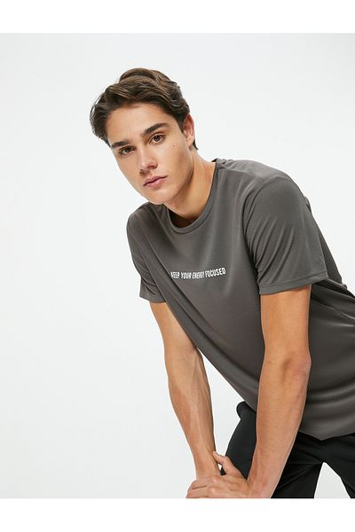 Koton Sports T-Shirt Printed on the Back Crew Neck Short Sleeve