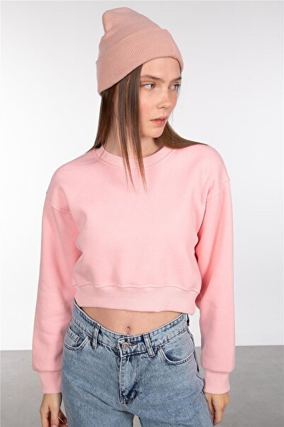 BARRELS AND OIL Basic Crew Neck Sweatshirt - Pink