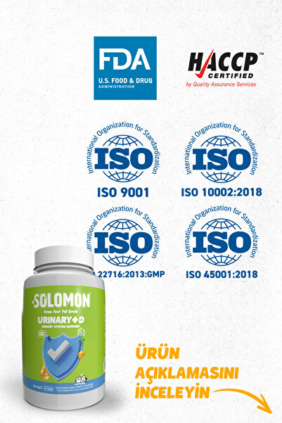 Solomon Urinary Plus D Tablet Kedi Ve Köpek (kedi Ve Köpekler Için Üriner Sağlık Destek Tableti 75 Adet)