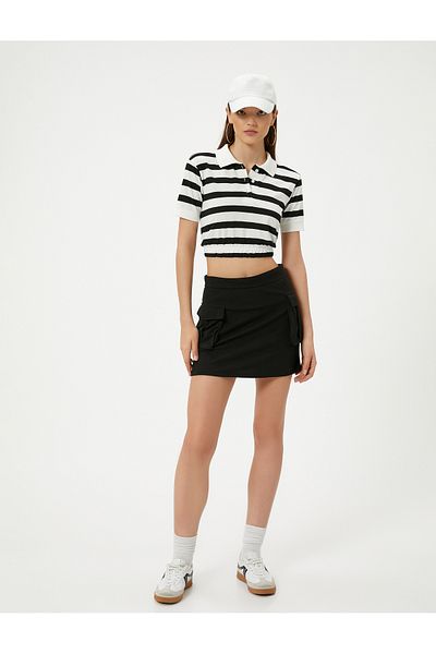 Koton Short Polo Collar - Elastic Waist Short Sleeve T-Shirt